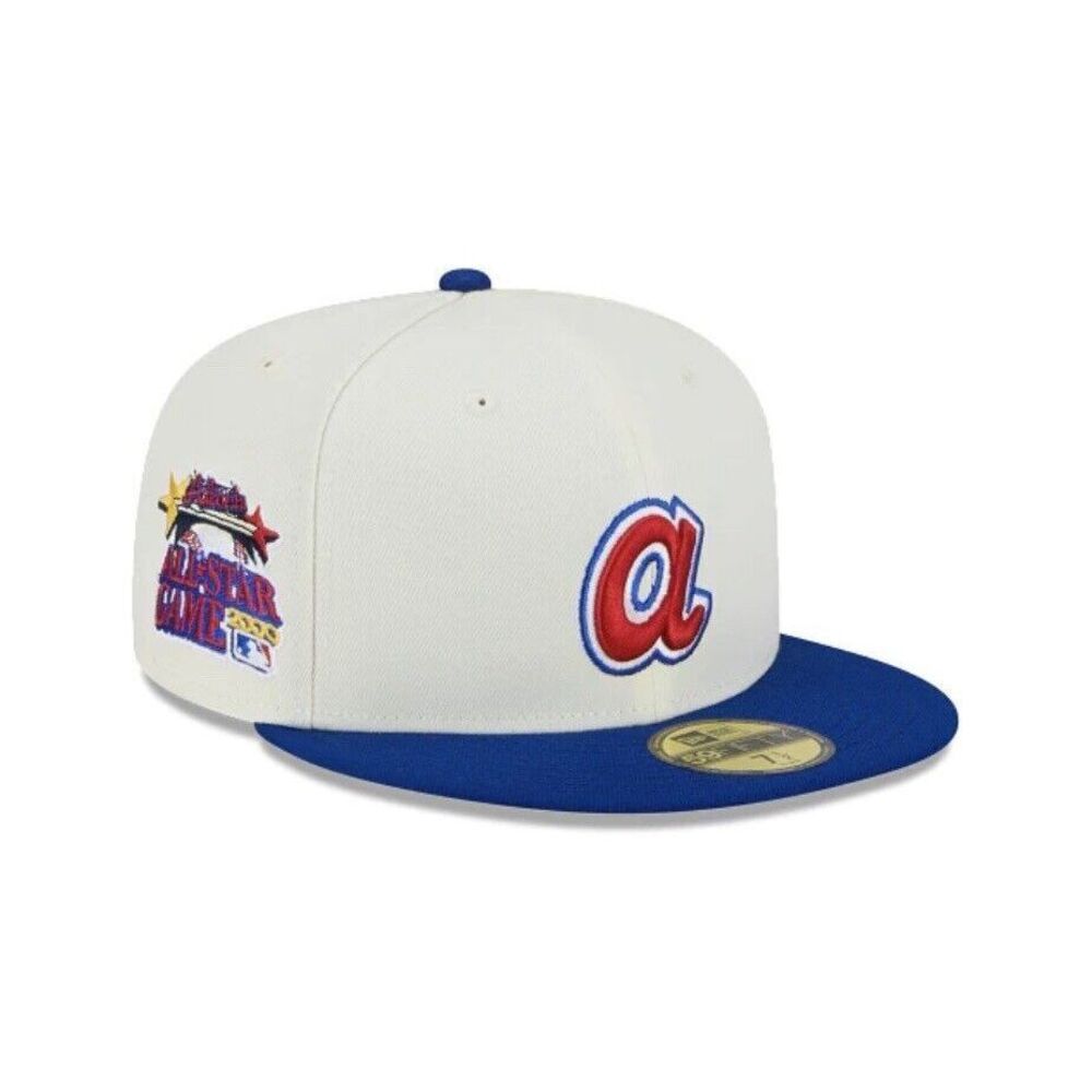 Men's New Era Stone/Royal Atlanta Braves Retro 59FIFTY Fitted Hat 7 3/8